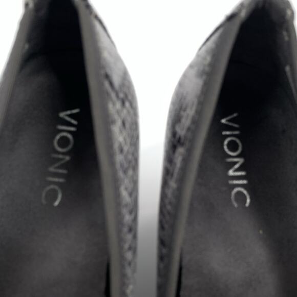 Vionic Mabrey Python Skinskin Print Closed Round Toe Pumps 8 Gray High Heels - Picture 3 of 9